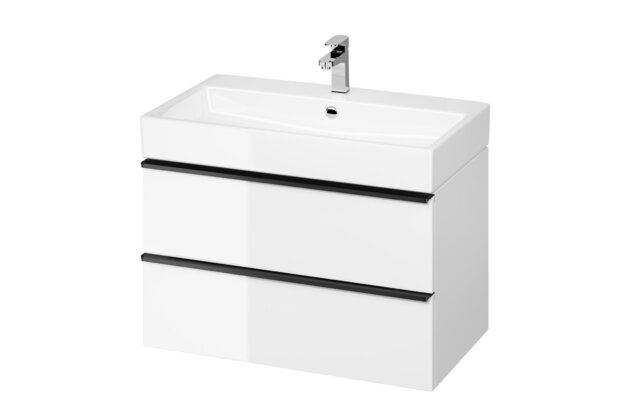 Skříňka Cersanit Virgo 80 pod umyvadlo bílá černá úchytka, set C725, S4019-006