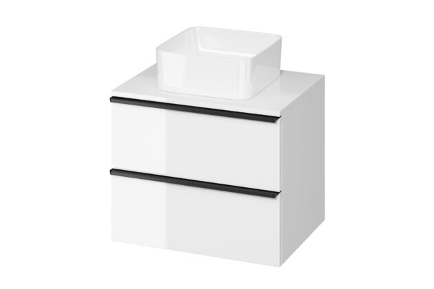 Skříňka Cersanit Virgo 60 s deskou bílá černá úchytka, set C735, S4019-016