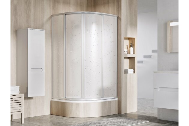 Sprchový kout Ravak Supernova SKCP4 Sabina 80x80 čtyřdílný čtvrtkruhový snížený, satin/pearl, 31144VU0011