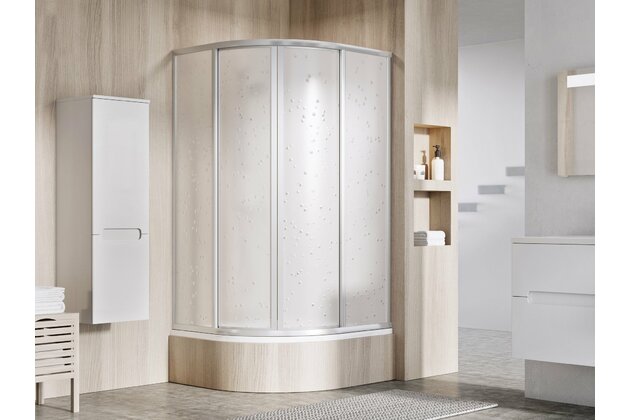 Sprchový kout Ravak Supernova SKCP4 Sabina 90x90 čtyřdílný čtvrtkruhový snížený, satin/pearl, 31177VU0011
