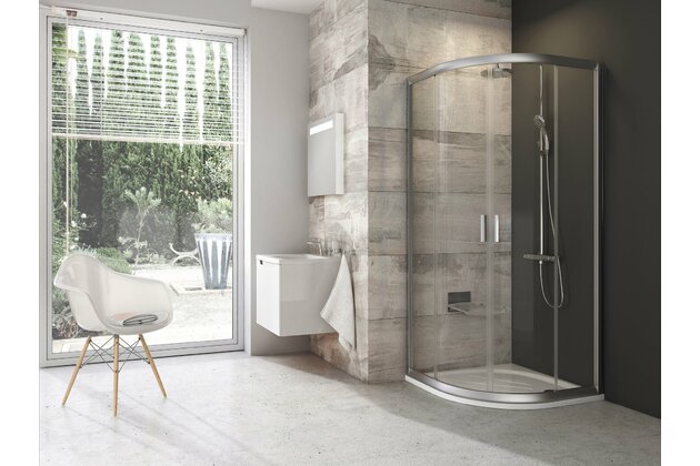 Sprchový kout Ravak Blix BLCP4 90x90 čtyřdílný čtvrtkruhový, satin/transparent, 3B270U00Z1