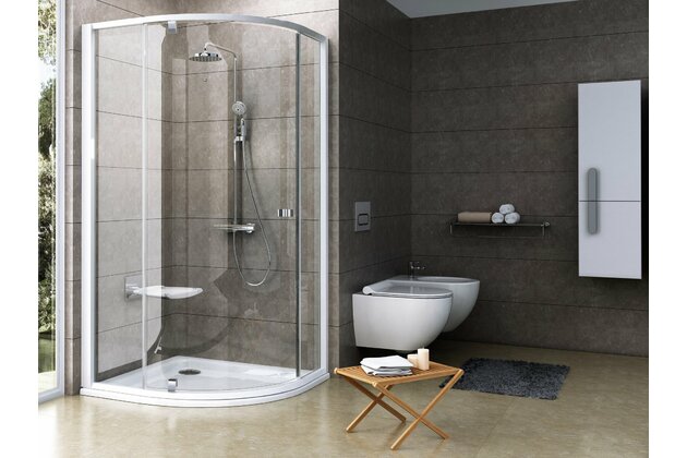 Sprchový kout Ravak Pivot PSKK3 100x100 třídílný čtvrtkruhový, bílá/chrom/transparentní, 376AA100Z1