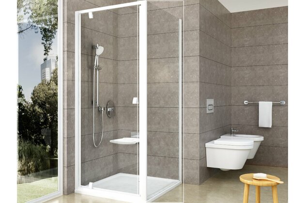 Pevná stěna Ravak Pivot PPS 80, bílá/transparent, 90G40100Z1