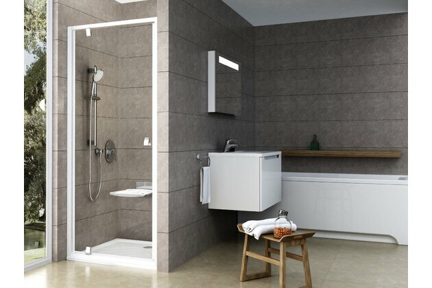 Sprchový kout Ravak Pivot PDOP1/PPS/PPS 80x80 třístěnný, bílá/chrom/transparent