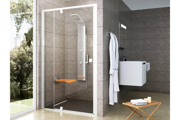 Sprchový kout Ravak Pivot PDOP2/PPS 100x80 rohový, bílá/transparent