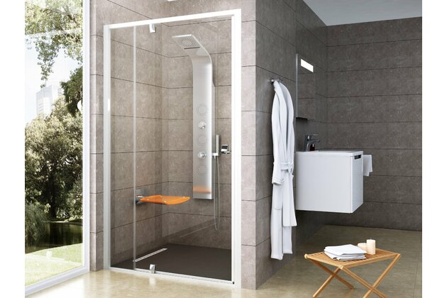 Sprchový kout Ravak Pivot PDOP2/PPS 110x80 rohový, bílá/chrom/transparent