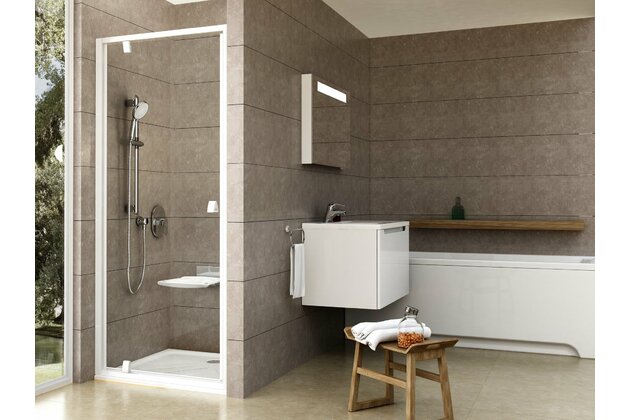 Sprchový kout Ravak Pivot PDOP1/PPS 90x90 rohový, bílá/transparent