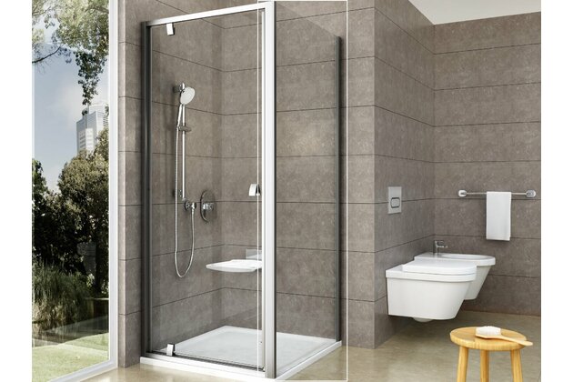 Pevná stěna Ravak Pivot PPS 100, satin/transparent, 90GA0U00Z1