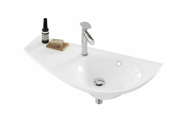 Umyvadlo Ravak Avocado 85 závěsné, s otvorem pro baterii, s přepadem, bílá, levé, XJ1L1100000
