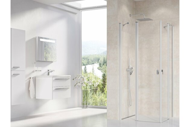 Sprchový kout Ravak Chrome CRV2/CRV2 80x90 rohový, satin/transparent