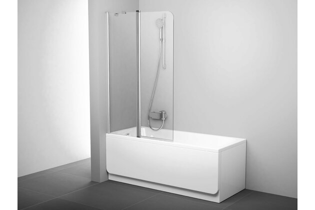 Vanová zástěna Ravak Chrome CVS2 100 dvoudílná pohyblivá, satin/transparent, levá, 7QLA0U00Z1