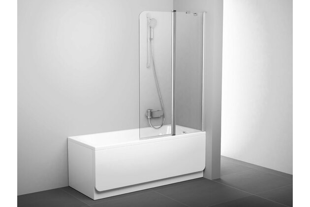 Vanová zástěna Ravak Chrome CVS2 100 dvoudílná pohyblivá, satin/transparent, pravá, 7QRA0U00Z1