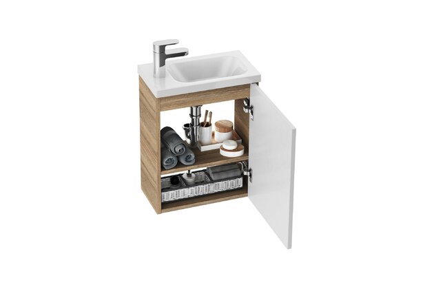 Skříňka pod umývátko Ravak Chrome II 40 levá, bílá, madlo bílé