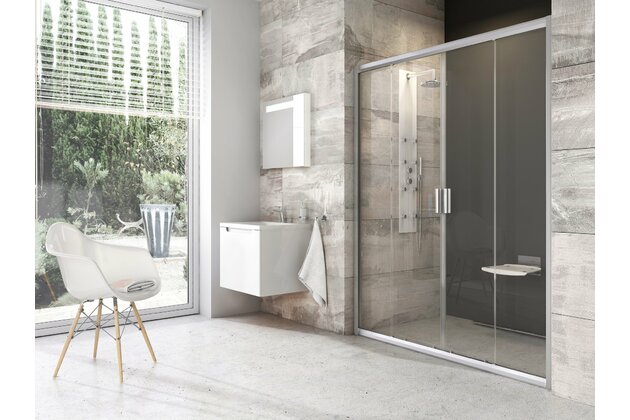 Sprchové dveře Ravak Blix BLDP4 130 čtyřdílné, satin/transparent, 0YVJ0U00Z1