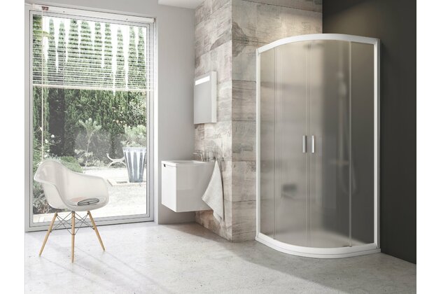 Sprchový kout Ravak Blix BLCP4 90x90 čtyřdílný čtvrtkruhový, bílá/grape, 3B270100ZG