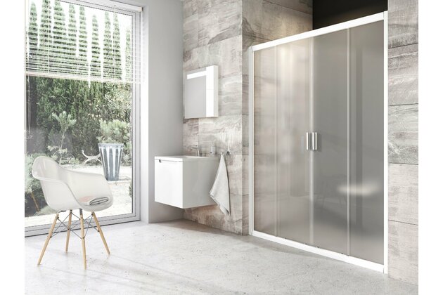 Sprchové dveře Ravak Blix BLDP4 140 čtyřdílné, bílá/grape, 0YVM0100ZG