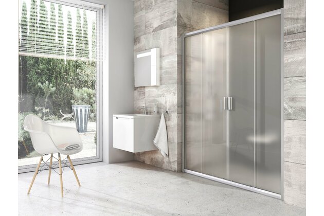 Sprchové dveře Ravak Blix BLDP4 150 čtyřdílné, satin/grape, 0YVP0U00ZG