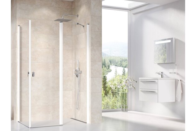 Sprchový kout Ravak Chrome CRV1/CRV2 100x80 rohový, bílá