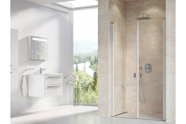 Sprchové dveře Ravak Chrome CSDL2 90 dvoudílné, satin/transparent, 0QV7CU0LZ1