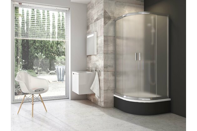 Sprchový kout Ravak Blix BLCP4 Sabina 80x80 čtyřdílný čtvrtkruhový snížený, lesk/grape, 3B240C40ZG