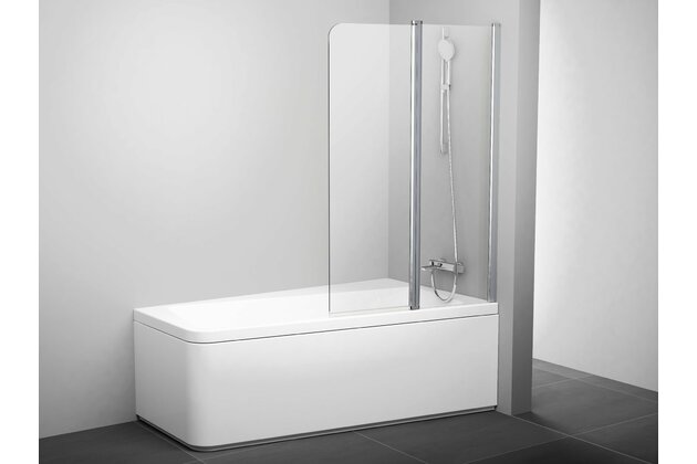 Vanová zástěna Ravak 10CVS2 10° 100 dvoudílná pohyblivá, satin/transparent, pravá, 7QRA0U03Z1