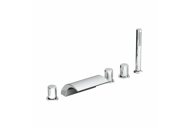 Baterie Ravak vanová, stojánková Napouštění vodopád 5-otvorová vodopád, se sprchovým setem, chrom, X070060