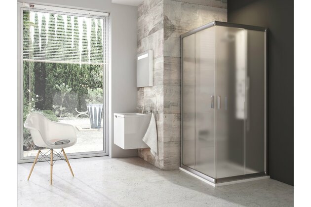 Sprchový kout Ravak Blix BLRV2 90x90 čtyřdílný rohový, satin/grape, 1LV70U00ZG