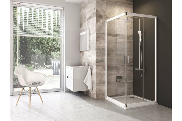 Sprchový kout Ravak Blix BLRV2 80x80 čtyřdílný rohový, bílá/transparent, 1LV40100Z1