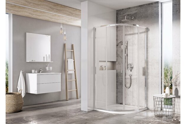 Sprchový kout Ravak Blix Slim BLSCP4 80x80 čtvrtkruhový čtyřdílný, lesk/transparent, X3BM40C00Z1