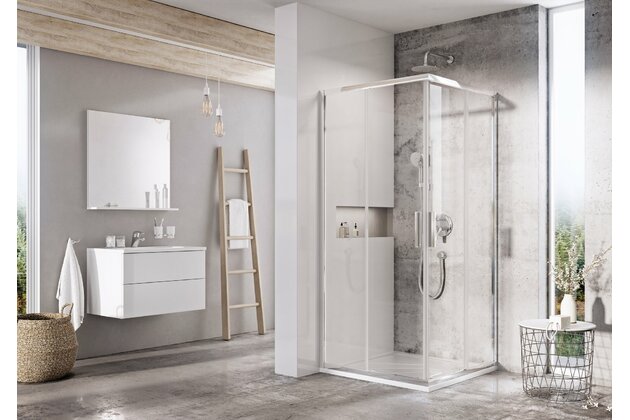 Sprchový kout Ravak Blix Slim BLSRV2 80x80 rohový čtyřdílný, lesk/transparent, X1LM40C00Z1