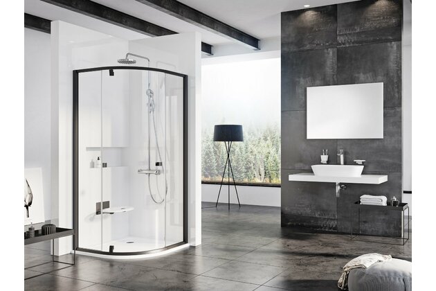 Sprchový kout Ravak Pivot PSKK3 100x100 třídílný čtvrtkruhový, černá/transparentní, 376AA300Z1