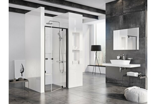 Sprchový kout Ravak Pivot PDOP1/PPS/PPS 80x80 třístěnný, černá/transparent
