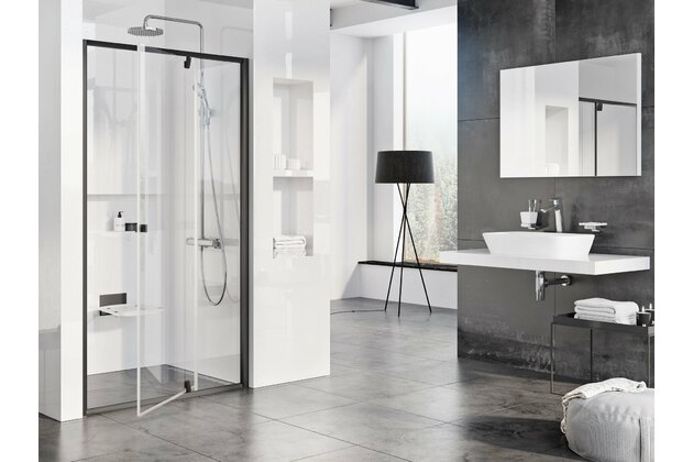 Sprchový kout Ravak Pivot PDOP2/PPS 100x80 rohový, černá/transparent