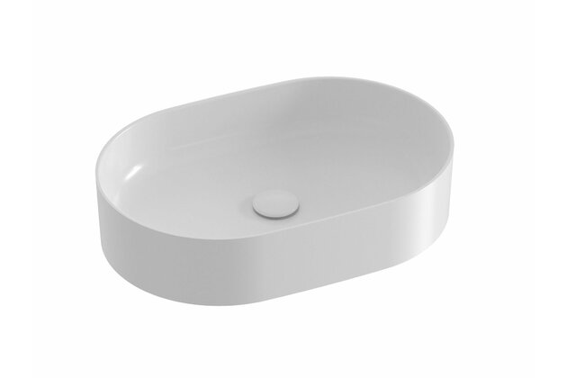 Umyvadlo Ravak Ceramic Slim O 55 na desku tenkostěnné, bez otvoru pro baterii, bez přepadu, bilé, XJX01155001