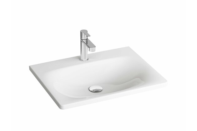 Umyvadlo Ravak Balance 80 nábytkové, s otvorem pro baterii, bez přepadu, bílá, XJX01280000