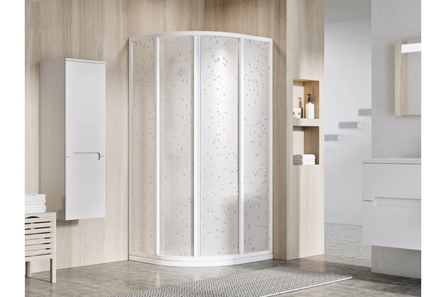 Sprchový kout Ravak Supernova SKCP4 90x90x195 čtyřdílný čtvrtkruhový, bílá/pearl, 3117O10211