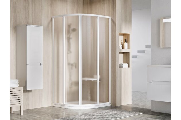 Sprchový kout Ravak Supernova SKCP4 90x90x195 čtyřdílný čtvrtkruhový, bílá/grape, 3117O102ZG