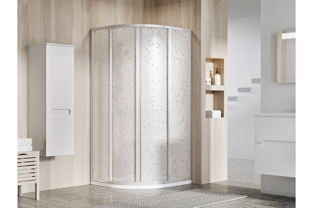 Sprchový kout Ravak Supernova SKCP4 90x90x195 čtyřdílný čtvrtkruhový, satin/pearl, 3117OU0211