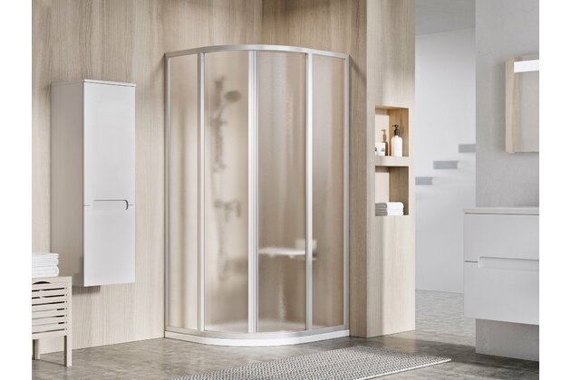 Sprchový kout Ravak Supernova SKCP4 90x90x195 čtyřdílný čtvrtkruhový, satin/grape, 3117OU02ZG