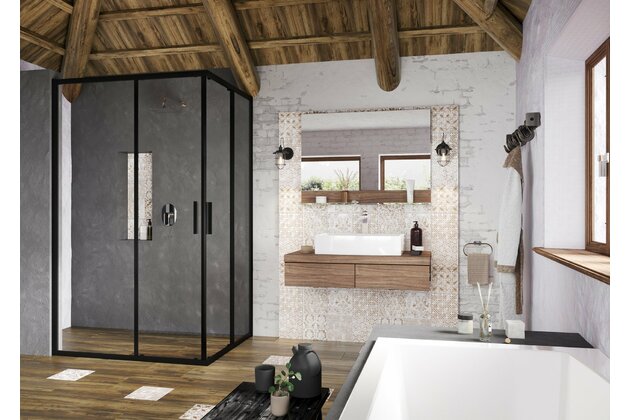 Sprchový kout Ravak Blix Slim BLSRV2K/BLSRV2K 90x90 rohový, černá/transparent