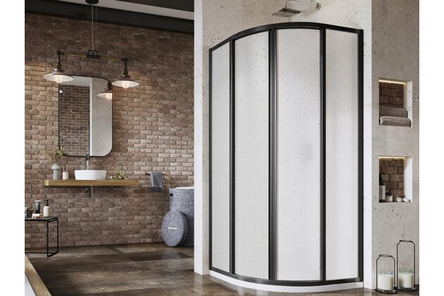 Sprchový kout Ravak Supernova SKCP4 90x90x195 čtyřdílný čtvrtkruhový, černá/pearl, 3117O30211