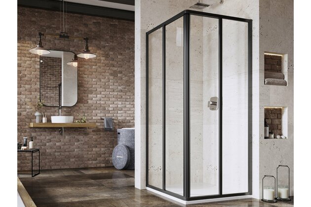 Sprchový kout Ravak Supernova SRV2 S 100x195 1/2 rohový, černá/transparent, 14VA03O2Z1
