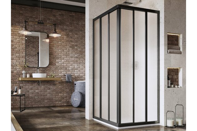 Sprchový kout Ravak Supernova ASRV3 80x198 1/2 rohový, černá/grape, 15V403R2ZG