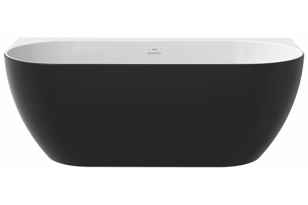 Vana Ravak Freedom Wall 166x80 oválná akrylátová volně stojící, černá/bílá, krytka odtoku černá, XC00100027