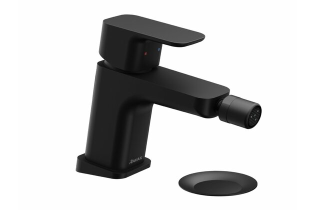 Baterie Ravak 10° Free bidetová, stojánková 145 mm s výpustí, černá, X070155