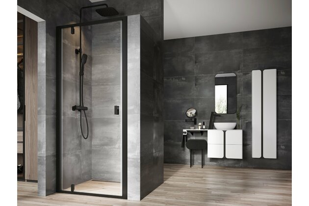 Sprchový kout Ravak Nexty NDOP1/NPSS 90x80 rohový, černá/transparent