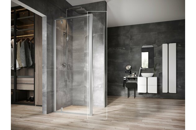 Pevná stěna Ravak Nexty NPSS 90, satin/transparent, 90O70U00Z1