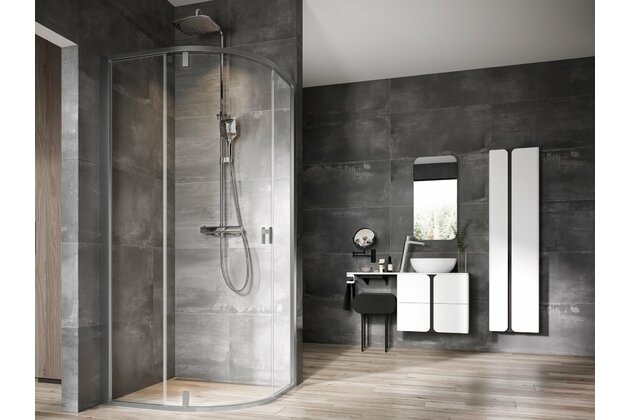 Sprchový kout Ravak Nexty NSKK3 80x80 třídílný čtvrtkruhový, satin/transparent, 3O644U00Z1