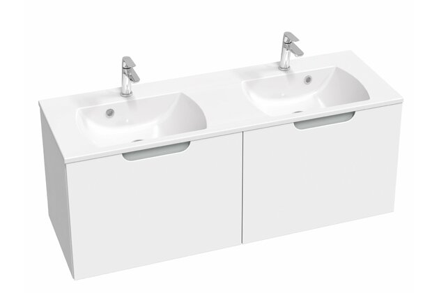 Skříňka pod dvojumyvadlo Ravak SD Classic II 130, bílá/šedá, X000001483