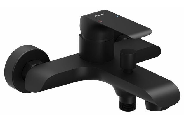 Baterie Ravak Flat vanová nástěnná baterie, bez sprchového setu, černá, X070175